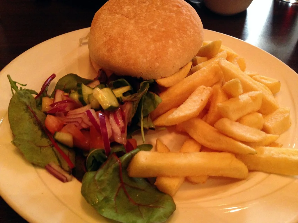 Burger and chips